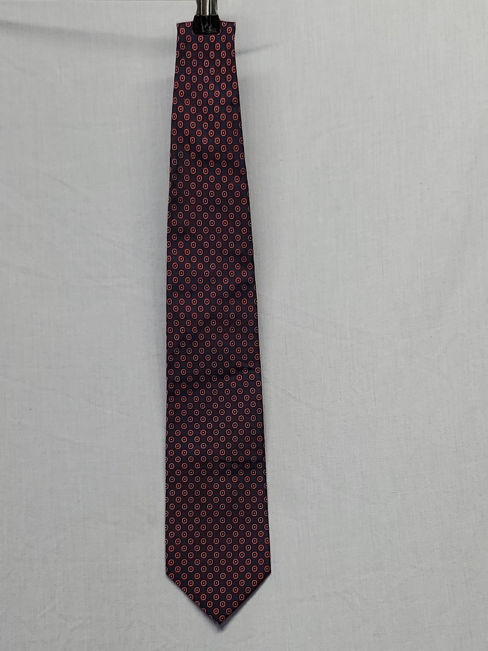 Brooks Brothers Navy Tie with Red Micro-Ring Pattern